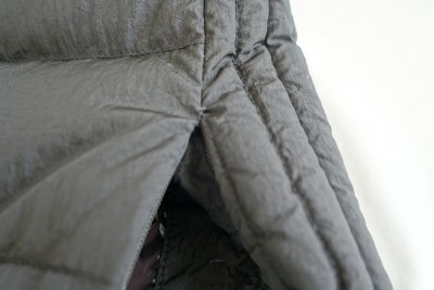 タトラスダウンウェア、POLITEAMA（ポリテアマ）のウェットクリーニングとポケット縁ほつれ補修