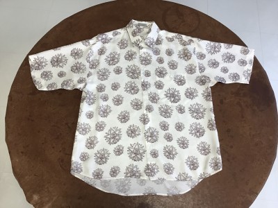 Diorシルク半袖シャツのウエットクリーニング+漂白加工